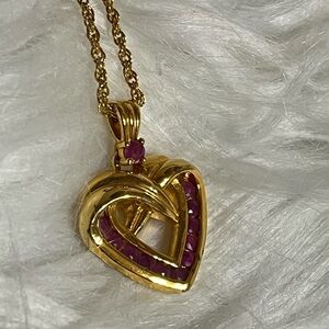 Danbury Mint Ruby Heart Necklace